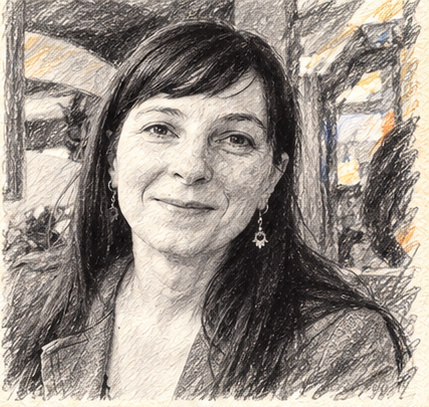 Portrait de Virginie, accompagnatrice CHANIX, dessiné au crayon